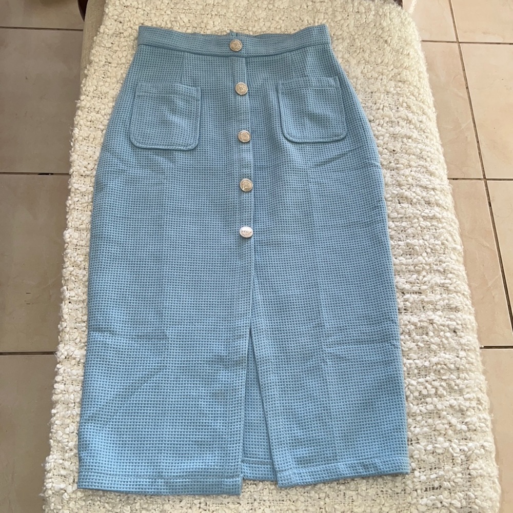 Baby Blue Office Skirt